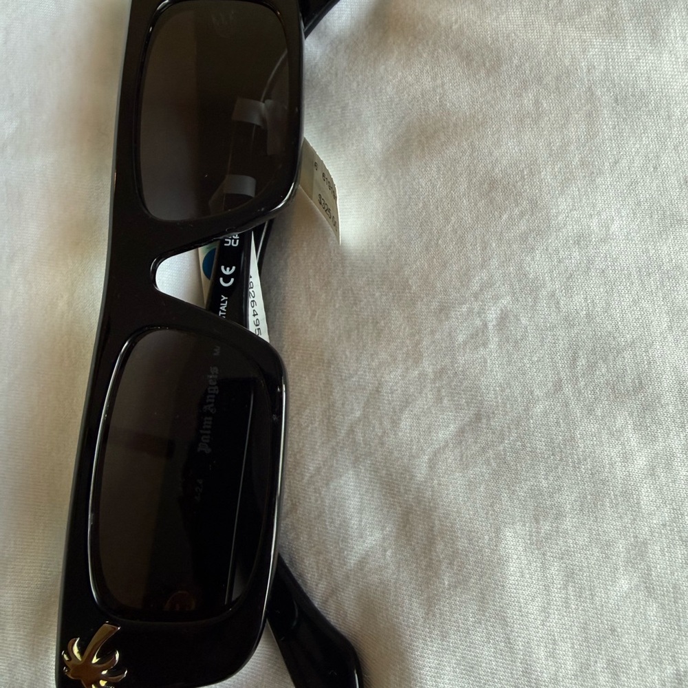 Palm Angels Black Sunglasses with Gold Palm Detail